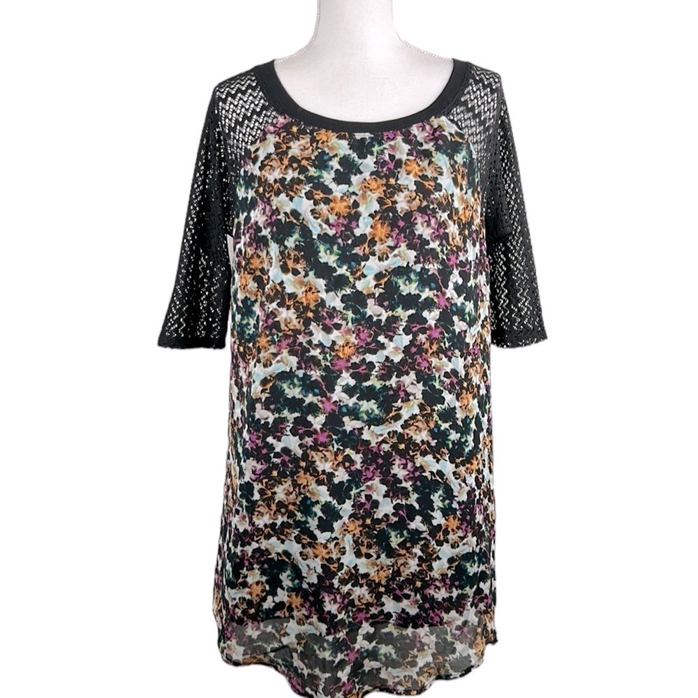 Kelly Renee Black Floral 3/4 Sleeve Tunic Dress Size Large New With Tags!